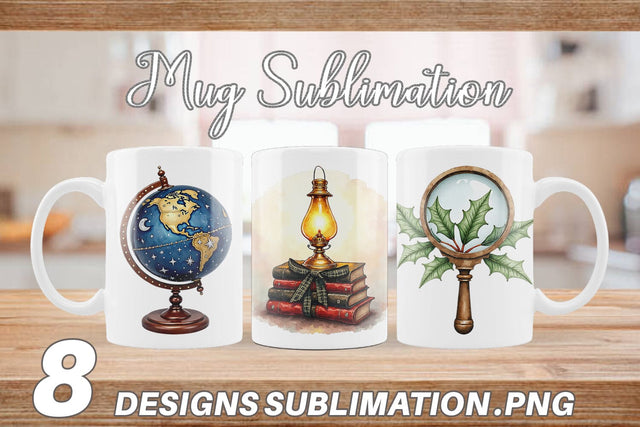 Mug Wrap Dark Academia Scholarly Christmas Sublimation artnoy 