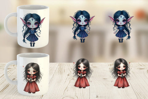 Mug Wrap Dark Fantasy Dolls Sublimation artnoy 