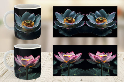 Mug Wrap Dark Lotus Flower Sublimation artnoy 