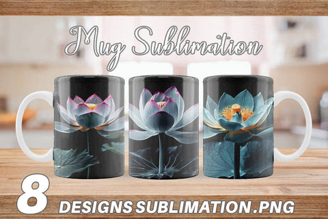 Mug Wrap Dark Lotus Flower Sublimation artnoy 