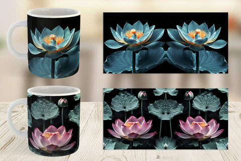 Mug Wrap Dark Lotus Flower Sublimation artnoy 