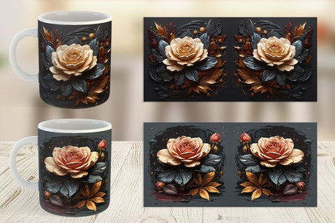 Mug Wrap Dark Rose flower Sublimation artnoy 