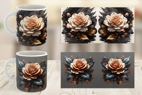 Mug Wrap Dark Rose flower Sublimation artnoy 