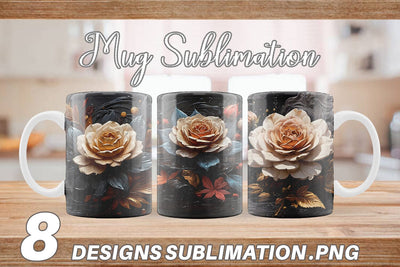 Mug Wrap Dark Rose flower Sublimation artnoy 