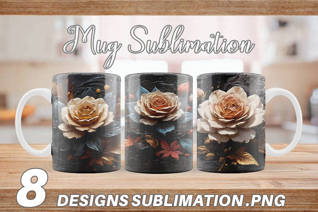 Mug Wrap Dark Rose flower Sublimation artnoy 