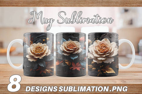Mug Wrap Dark Rose flower Sublimation artnoy 