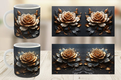 Mug Wrap Dark Rose flower Sublimation artnoy 