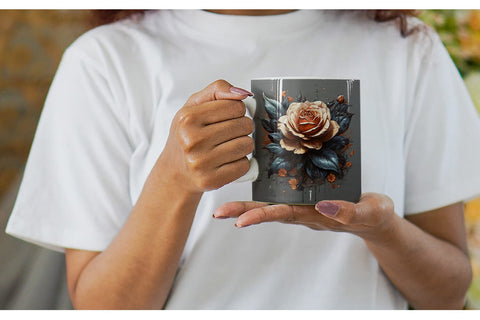 Mug Wrap Dark Rose flower Sublimation artnoy 