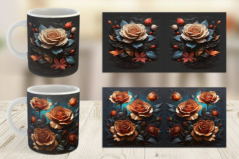 Mug Wrap Dark Rose flower Sublimation artnoy 