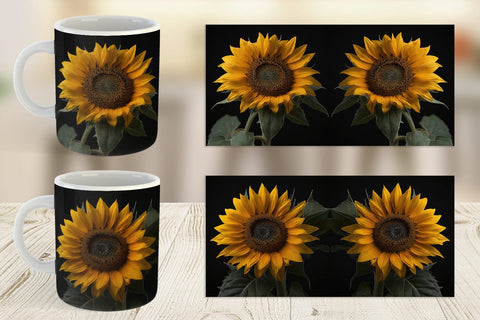 Mug Wrap Dark Sunflower Sublimation artnoy 