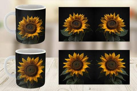 Mug Wrap Dark Sunflower Sublimation artnoy 
