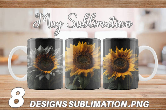 Mug Wrap Dark Sunflower Sublimation artnoy 