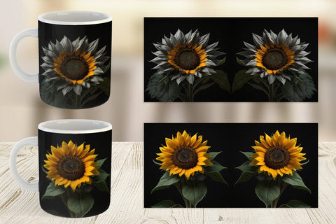 Mug Wrap Dark Sunflower Sublimation artnoy 