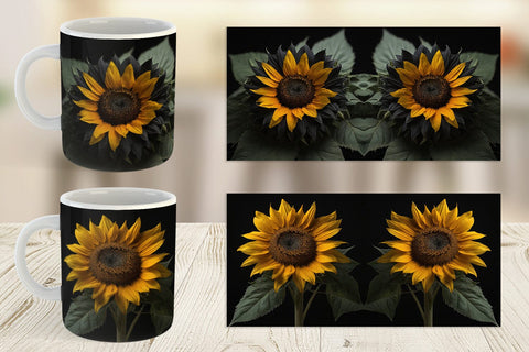 Mug Wrap Dark Sunflower Sublimation artnoy 