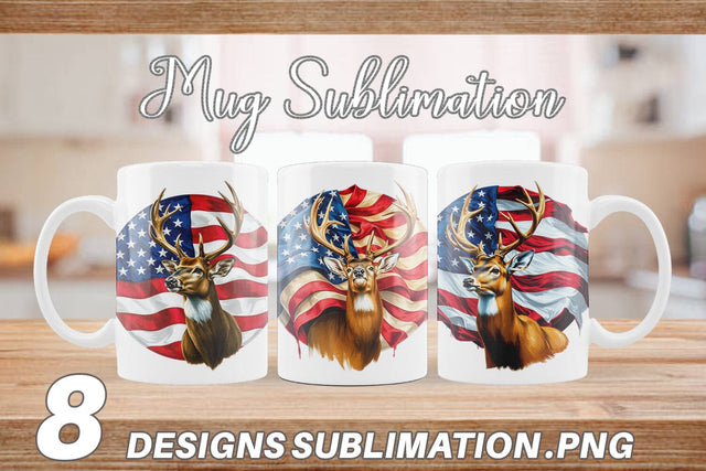 Mug Wrap Deer 4th of July Sublimation artnoy 