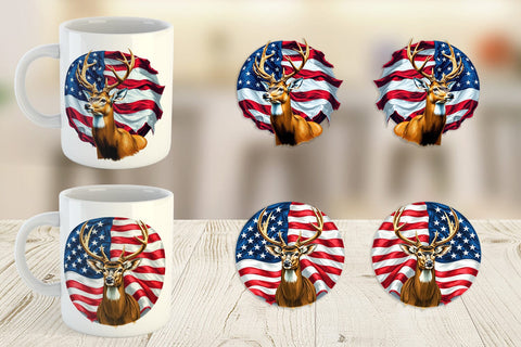 Mug Wrap Deer 4th of July Sublimation artnoy 