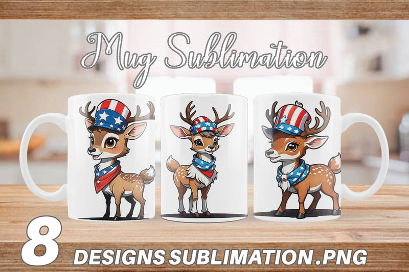 Mug Wrap Deer 4th of July Sublimation artnoy 