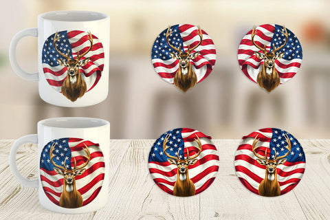 Mug Wrap Deer 4th of July Sublimation artnoy 