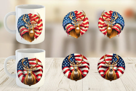 Mug Wrap Deer 4th of July Sublimation artnoy 