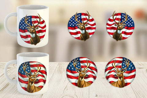 Mug Wrap Deer 4th of July Sublimation artnoy 