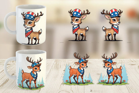 Mug Wrap Deer 4th of July Sublimation artnoy 