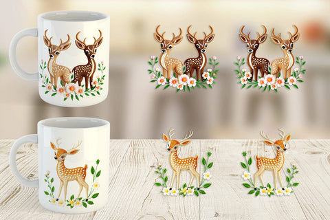 Mug Wrap Deer Embroidery Sublimation artnoy 