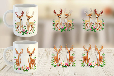 Mug Wrap Deer Embroidery Sublimation artnoy 