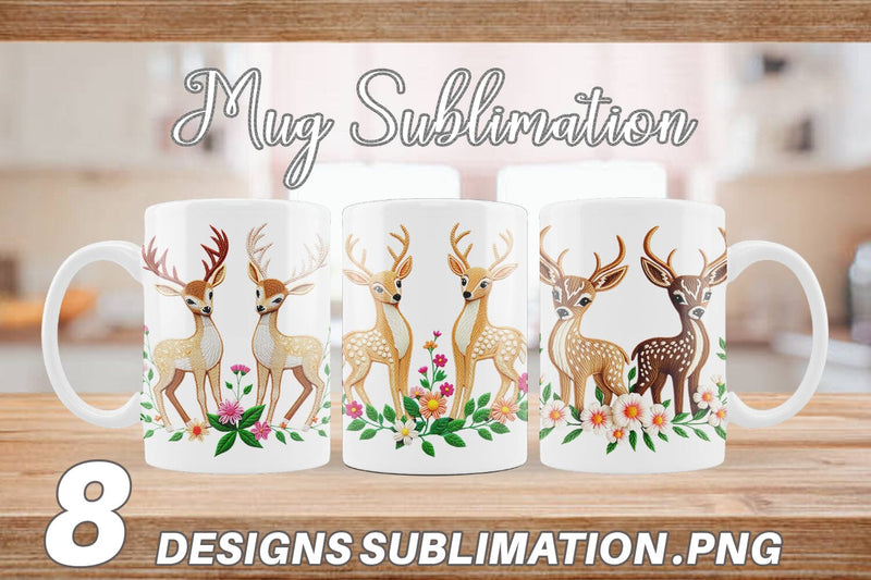 Mug Wrap Deer Embroidery Sublimation artnoy 