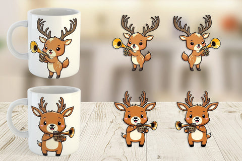 Mug Wrap Deer New Year Sublimation artnoy 