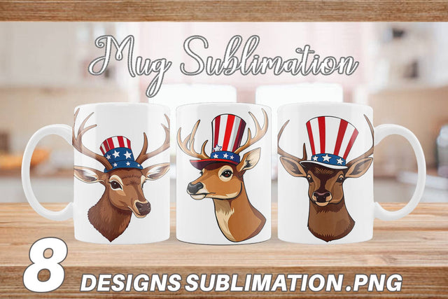 Mug Wrap Deer Patriotic Sublimation artnoy 