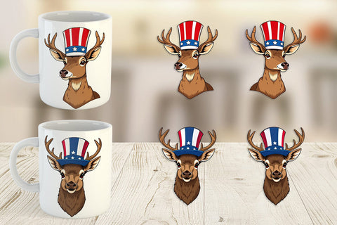 Mug Wrap Deer Patriotic Sublimation artnoy 