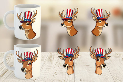 Mug Wrap Deer Patriotic Sublimation artnoy 