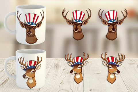 Mug Wrap Deer Patriotic Sublimation artnoy 