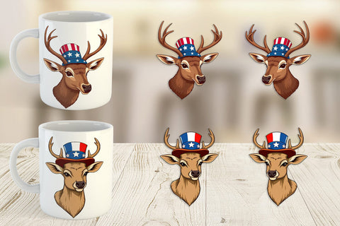 Mug Wrap Deer Patriotic Sublimation artnoy 