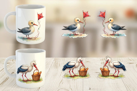 Mug Wrap Derpy Beach Birds Sublimation artnoy 