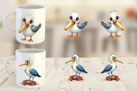 Mug Wrap Derpy Beach Birds Sublimation artnoy 