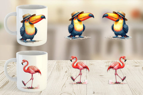 Mug Wrap Derpy Beach Birds Sublimation artnoy 