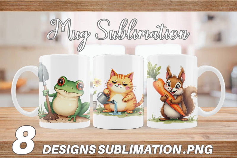 Mug Wrap Derpy Garden Helpers Watercolor Sublimation artnoy 