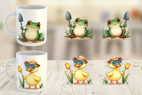 Mug Wrap Derpy Garden Helpers Watercolor Sublimation artnoy 