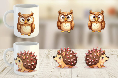 Mug Wrap Derpy Gingerbread Woodland Creatures Sublimation artnoy 