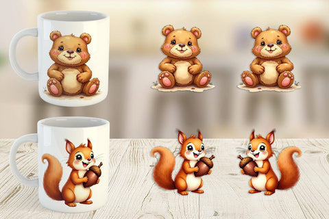 Mug Wrap Derpy Gingerbread Woodland Creatures Sublimation artnoy 