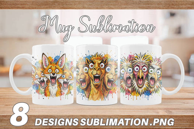 Mug Wrap Desert Animal Heat Hysteria Ink Sketch Sublimation artnoy 