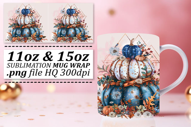Mug Wrap Design Autumn Watercolor Pumpkin 11oz/15oz Sublimation afrosvg 