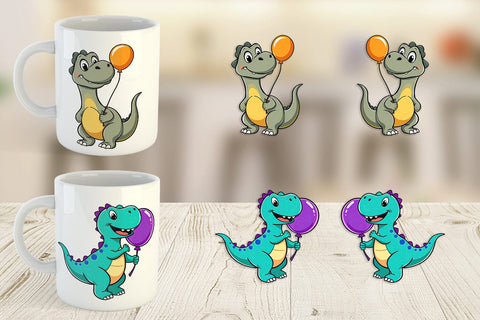 Mug Wrap Dino with Balloon Sublimation artnoy 