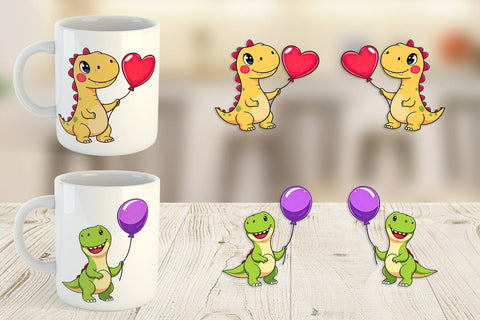 Mug Wrap Dino with Balloon Sublimation artnoy 