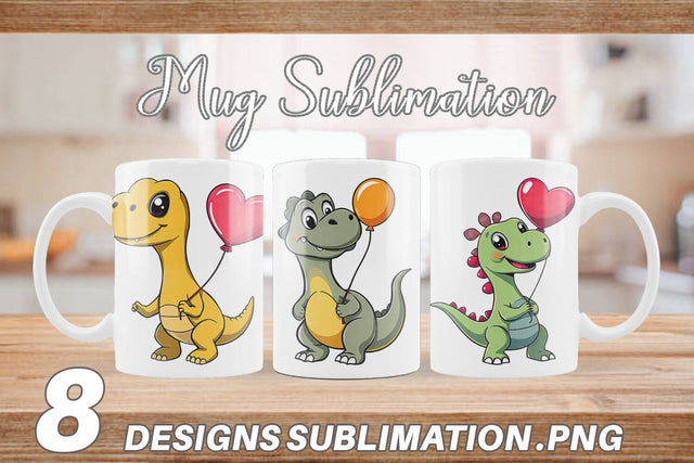 Mug Wrap Dino with Balloon Sublimation artnoy 