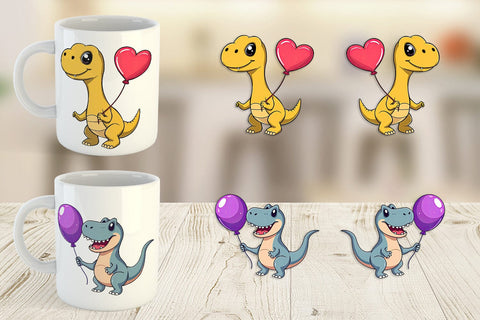 Mug Wrap Dino with Balloon Sublimation artnoy 