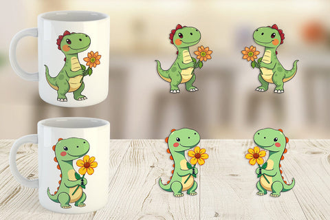 Mug Wrap Dino with Flower Sublimation artnoy 