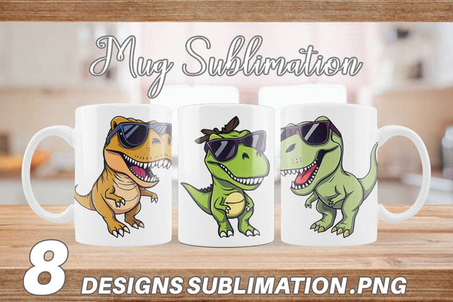 Mug Wrap Dino with Sunglasses Sublimation artnoy 