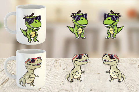 Mug Wrap Dino with Sunglasses Sublimation artnoy 